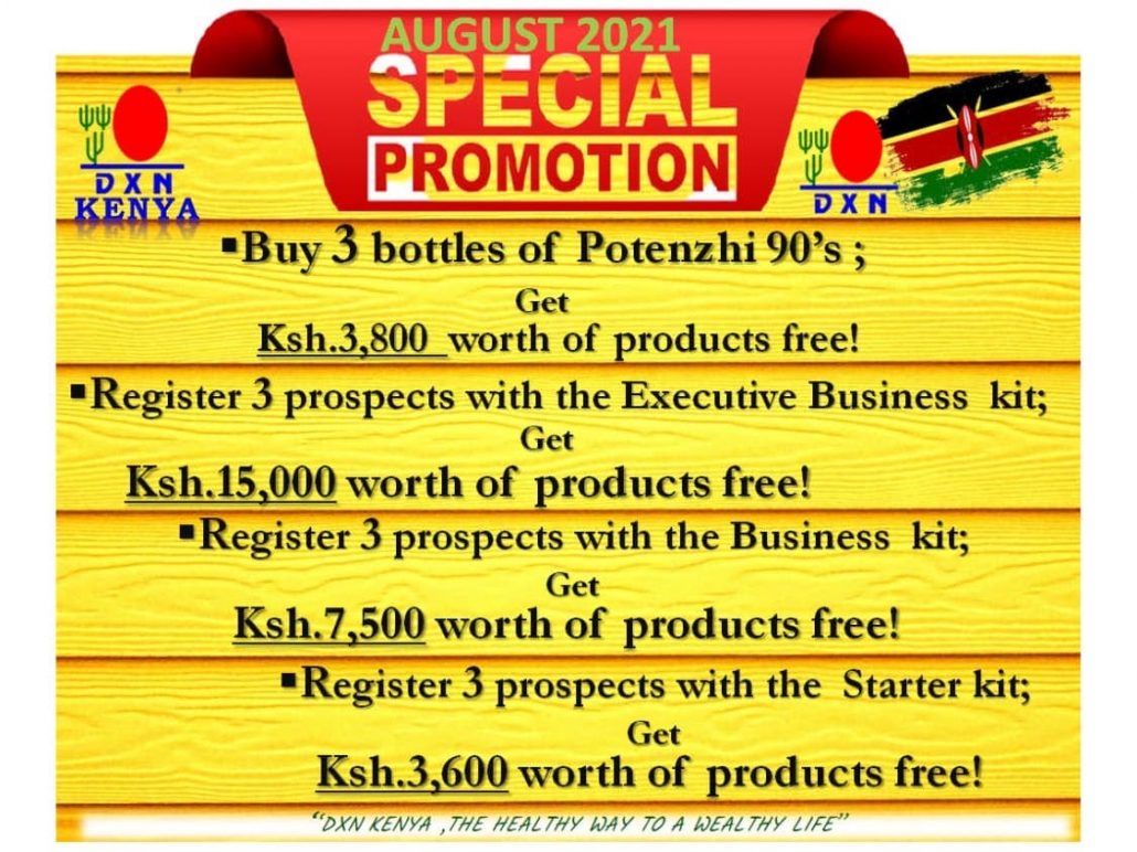 DXN Kenya special promotions in 2021 August